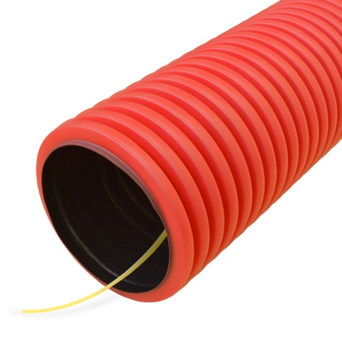 Труба гофрированная двустенная ПНД гибкая тип 750 (SN17) с/з красная д90 (50м/уп) Промрукав