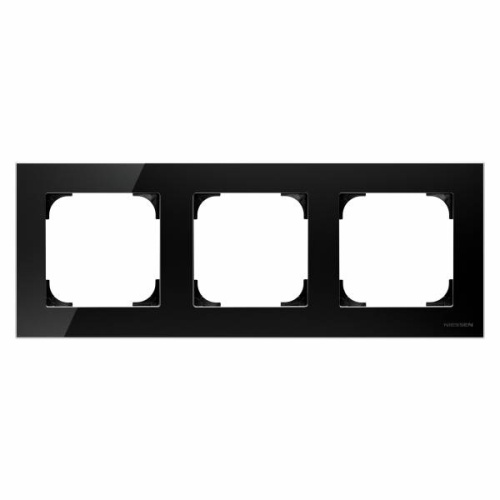 Рамка 3-постовая, серия SKY, цвет стекло чёрное  8573 CN