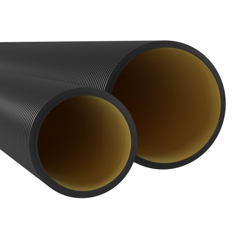 Двустенная труба ПНД жесткая для кабельной канализации д.200мм, SN6, 5,70м, цвет черный