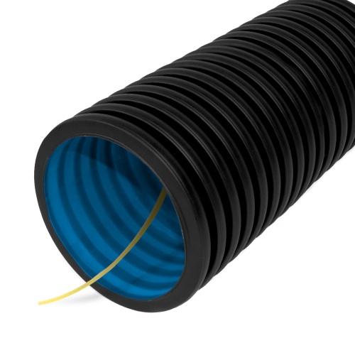 Труба гофрированная двустенная ПНД гибкая тип 450 (SN16) стойкая к ультрафиолету не распространяющая горение с/з черная д75 (50м/уп) Промрукав