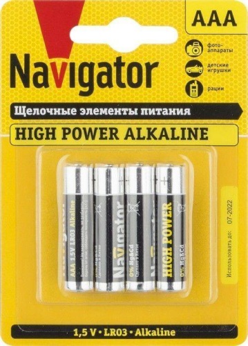 Элемент питания Navigator 94 751 NBT-NE-LR03-BP4 щелочные, тип AAA, блистер 4шт.