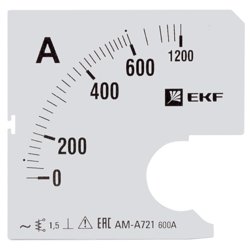 Амперметр AM-A721 аналоговый на панель (72х72) квадратный вырез 600А трансф. подкл. EKF PROxima