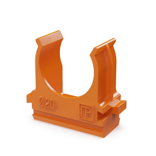 Крепёж-клипса для труб АБС-пластик оранжевая д20 (100шт/1500шт уп/кор) Промрукав