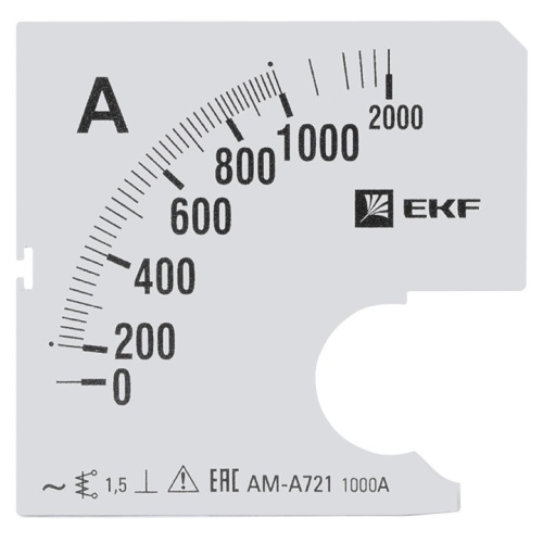 Амперметр AM-A721 аналоговый на панель (72х72) квадратный вырез 1000А трансф. подкл. EKF PROxima