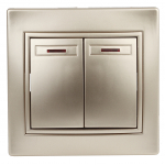 Выключатель Intro Plano 1-105-04 двухклавишный с подсветкой, 10А-250В, IP20, СУ, шампань Выключатель Intro Plano 1-105-04 двухклавишный с подсветкой, 10А-250В, IP20, СУ, шампань