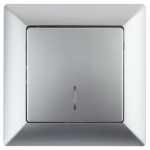 Выключатель Intro Solo 4-102-03 одноклавишный с подсветкой, 10А-250В, IP20, СУ, алюминий Выключатель Intro Solo 4-102-03 одноклавишный с подсветкой, 10А-250В, IP20, СУ, алюминий