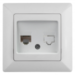 4-302-01 Intro Розетка телефонная RJ11, СУ, Solo, белый 4-302-01 Intro Розетка телефонная RJ11, СУ, Solo, белый
