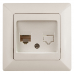 4-302-02 Intro Розетка телефонная RJ11, СУ, Solo, сл.кость 4-302-02 Intro Розетка телефонная RJ11, СУ, Solo, сл.кость