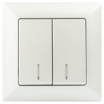 Выключатель Intro Solo 4-105-06 двухклавишный с подсветкой, 10А-250В, IP20, СУ, перламутр Выключатель Intro Solo 4-105-06 двухклавишный с подсветкой, 10А-250В, IP20, СУ, перламутр