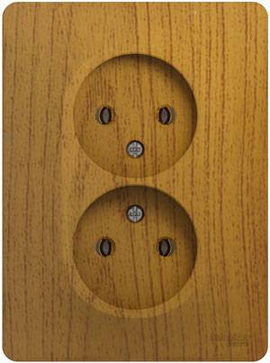 GLOSSA РОЗЕТКА двойная без заземления,16А, в сборе, ДЕРЕВО ДУБ GLOSSA РОЗЕТКА двойная без заземления,16А, в сборе, ДЕРЕВО ДУБ