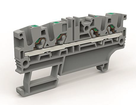 Проходная клемма 4 точки подключения на 2,5 кв.мм синяя Проходная клемма 4 точки подключения на 2,5 кв.мм синяя