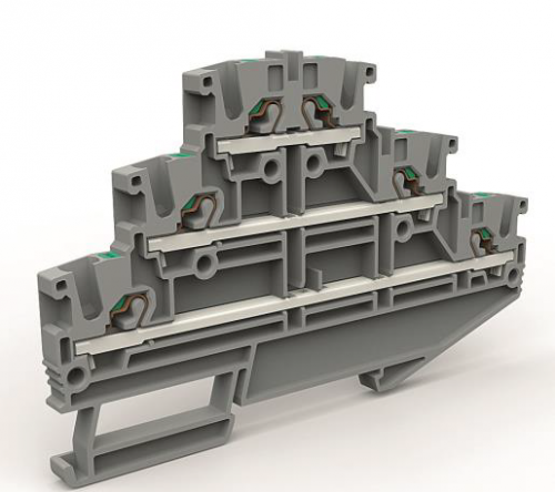 Трехуровневая клемма на 2,5 кв.мм синяя Трехуровневая клемма на 2,5 кв.мм синяя