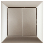 4-104-04 Intro Выключатель двойной, 10А-250В, СУ, Solo, шампань 4-104-04 Intro Выключатель двойной, 10А-250В, СУ, Solo, шампань
