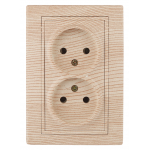 Розетка Intro Plano 1-204-11 с заземлением двойная 2х2P, 16А-250В, IP20, СУ, сосна Розетка Intro Plano 1-204-11 с заземлением двойная 2х2P, 16А-250В, IP20, СУ, сосна