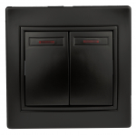 Выключатель Intro Plano 1-105-05 двухклавишный с подсветкой, 10А-250В, IP20, СУ, антрацит Выключатель Intro Plano 1-105-05 двухклавишный с подсветкой, 10А-250В, IP20, СУ, антрацит