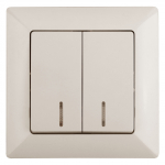 Выключатель Intro Solo 4-105-02 двухклавишный с подсветкой, 10А-250В, IP20, СУ, слоновая кость Выключатель Intro Solo 4-105-02 двухклавишный с подсветкой, 10А-250В, IP20, СУ, слоновая кость