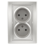 Розетка Intro Plano 1-204-03 без заземления двойная 2х2P, 16А-250В, IP20, СУ, алюминий Розетка Intro Plano 1-204-03 без заземления двойная 2х2P, 16А-250В, IP20, СУ, алюминий