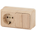 Блок розетка с выключателем Intro Quadro 2-702-11 двойным горизонтальный 10(16)А-250В, IP20, ОУ, сосна Блок розетка с выключателем Intro Quadro 2-702-11 двойным горизонтальный 10(16)А-250В, IP20, ОУ, сосна