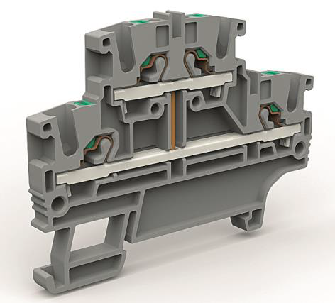 Двухярусная клемма с объединенными ярусами на 2,5 кв.мм Двухярусная клемма с объединенными ярусами на 2,5 кв.мм