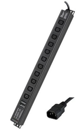 Блок распределения питания вертикальный для 19" шкафов, 10A11 Х С13, сетевой фильтр, индикация, вх. разъём С14 Блок распределения питания вертикальный для 19" шкафов, 10A11 Х С13, сетевой фильтр, индикация, вх. разъём С14