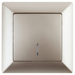 Выключатель Intro Solo 4-102-04 одноклавишный с подсветкой, 10А-250В, IP20, СУ, шампань Выключатель Intro Solo 4-102-04 одноклавишный с подсветкой, 10А-250В, IP20, СУ, шампань