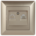 4-303-04 Intro Розетка информационная RJ45, СУ, Solo, шампань 4-303-04 Intro Розетка информационная RJ45, СУ, Solo, шампань