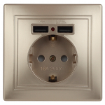 1-410-04 Intro Розетка+USB, IP20, СУ, Plano, шампань 1-410-04 Intro Розетка+USB, IP20, СУ, Plano, шампань