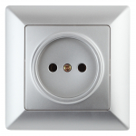 Розетка Intro Solo 4-201-03 без заземления 2P, 16А-250В, IP20, СУ, алюминий Розетка Intro Solo 4-201-03 без заземления 2P, 16А-250В, IP20, СУ, алюминий
