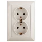 Розетка Intro Solo 4-205-02 с заземлением двойная 2X2P+E Schuko, 16А-250В, IP20, СУ, слоновая кость Розетка Intro Solo 4-205-02 с заземлением двойная 2X2P+E Schuko, 16А-250В, IP20, СУ, слоновая кость