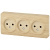 11-2207-11 Эл/ус ЭРА Розетка 3х2P, 16A-250В, IP20, ОУ, Эра Эксперт, сосна