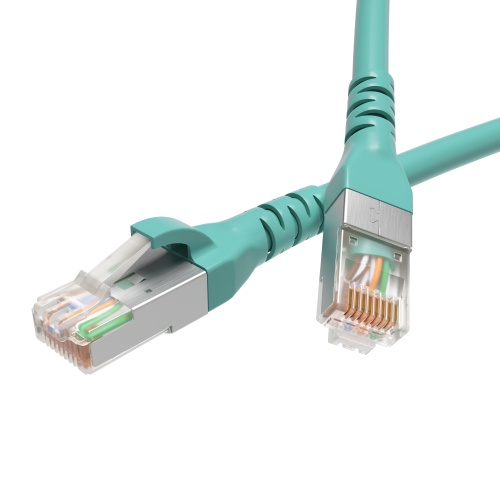 Патч-корд экранированный CAT6A S/FTP 4х2, LSZH, бирюзовый, 10.0 м