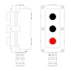 Взрывонепроницаемый пост управления из алюминия LCSD-03-B-MC-P1B(11)x1-P1B(11)x1-P1R(11)x1-PCMB-KAEPM3MHK-26