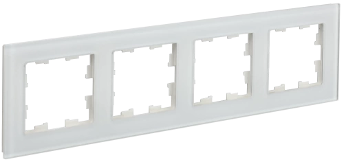 BRITE Рамка 4-мест. РУ-4-2-Бр стекло бел. матовый IEK
