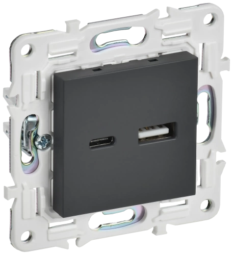 SKANDY Роз. USB A+C 18Вт SK-R13G граф. IEK SKANDY Роз. USB A+C 18Вт SK-R13G граф. IEK