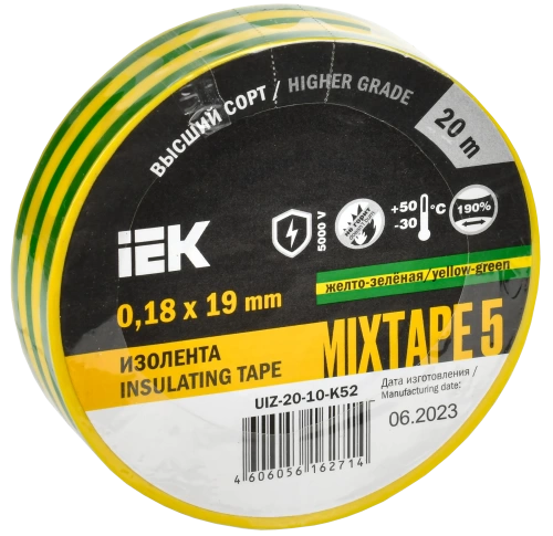 MIXTAPE 5 Изолента 0,18х19мм желто-зеленая 20м IEK