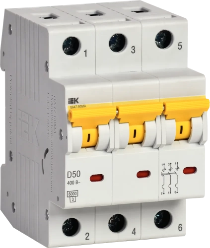 Выкл. авт. ВА47-60МА без тепл. расцеп. 3P 50А 6кА D IEK Выкл. авт. ВА47-60МА без тепл. расцеп. 3P 50А 6кА D IEK