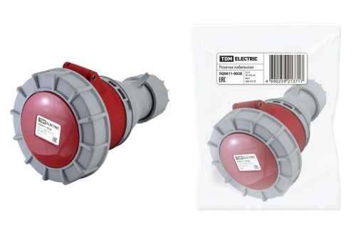 Розетка кабельная IP67 32А 3Р+РЕ+N 380В TDM Розетка кабельная IP67 32А 3Р+РЕ+N 380В TDM
