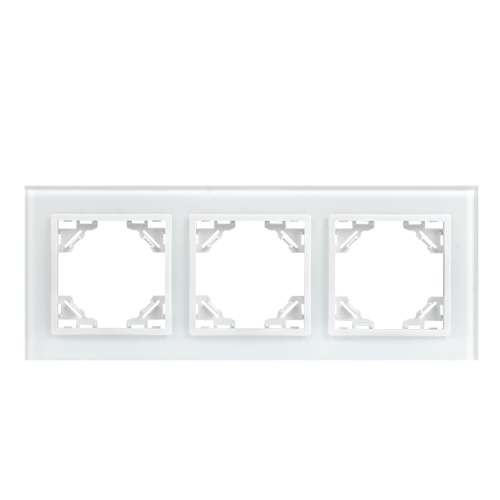 Минск Рамка 3-местная стеклянная белая EKF Basic Минск Рамка 3-местная стеклянная белая EKF Basic