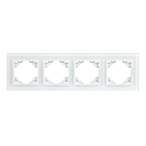 Минск Рамка 4-местная стеклянная белая EKF Basic