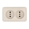 Розетка двойная открытой установки без заземляющих контактов с защитными шторками, (бежевый)