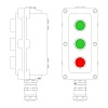 Взрывонепроницаемый пост управления из алюминия LCSD-03-B-MC-P1G(11)x1-P1G(11)x1-P1R(11)x1-PCMB-KAEPM3MHK-26