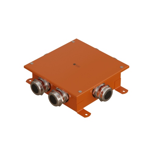 SMB165 Коробка металлическая, огн. E-110,о/п 164х164х65, 6 метал. гермоввода 18-25мм, IP66, 9Р, (1,5-10 мм2), цвет оранж. Экопласт