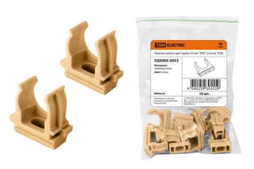 Крепеж-клипса для трубы 25 мм (10шт) "ЭКО" (сосна) TDM Крепеж-клипса для трубы 25 мм (10шт) "ЭКО" (сосна) TDM