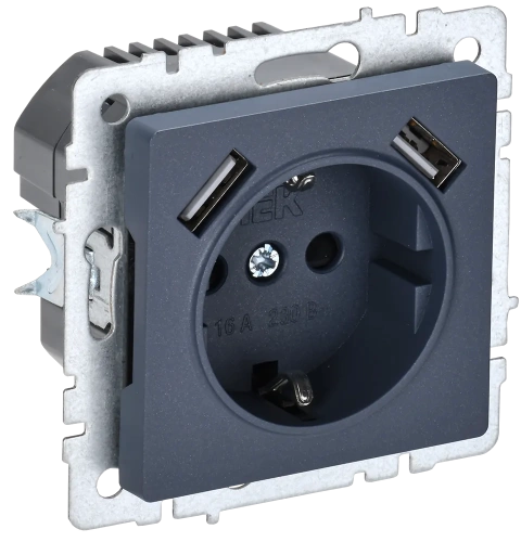 BRITE Роз. с з/к/ш 16А с USB A+A 2,1А РЮш10-1-БрМ мар. IEK