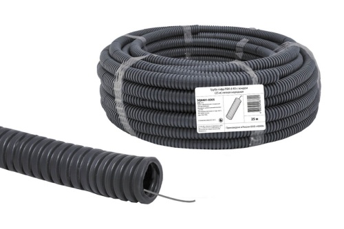 Труба гофр.ПВХ d 40 с зондом (25 м) ЧЕРНАЯ легкая народная