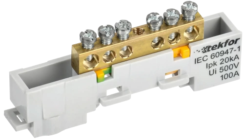 TEKFOR Шина PE "земля" неизол. на унив. держ. 6х9-6-Ж IEK