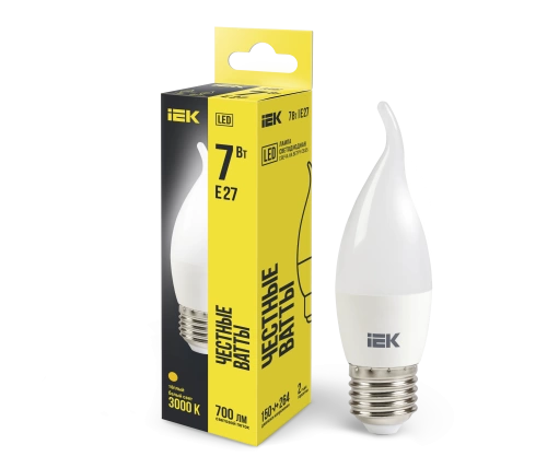 Лампа светодиодная ECO CB35 свеча на ветру 7Вт 230В 3000К E27 ИЭК Лампа светодиодная ECO CB35 свеча на ветру 7Вт 230В 3000К E27 ИЭК