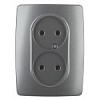 12-2107-12 Эл/ус ЭРА Розетка 2X2P, 16A-250В, IP20, Эра12, графит
