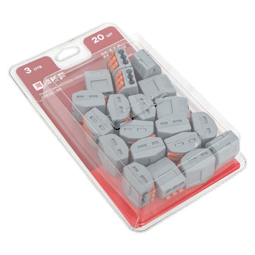 Клемма СМК 222-413 с рычагом 3 отверстия блистер EKF PROxima Клемма СМК 222-413 с рычагом 3 отверстия блистер EKF PROxima