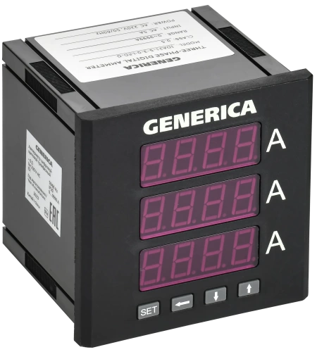 Амперметр цифр. щит. 3-ф. 96х96 LED GENERICA